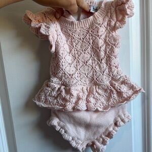 Charming Pink Knit Baby Bodysuit